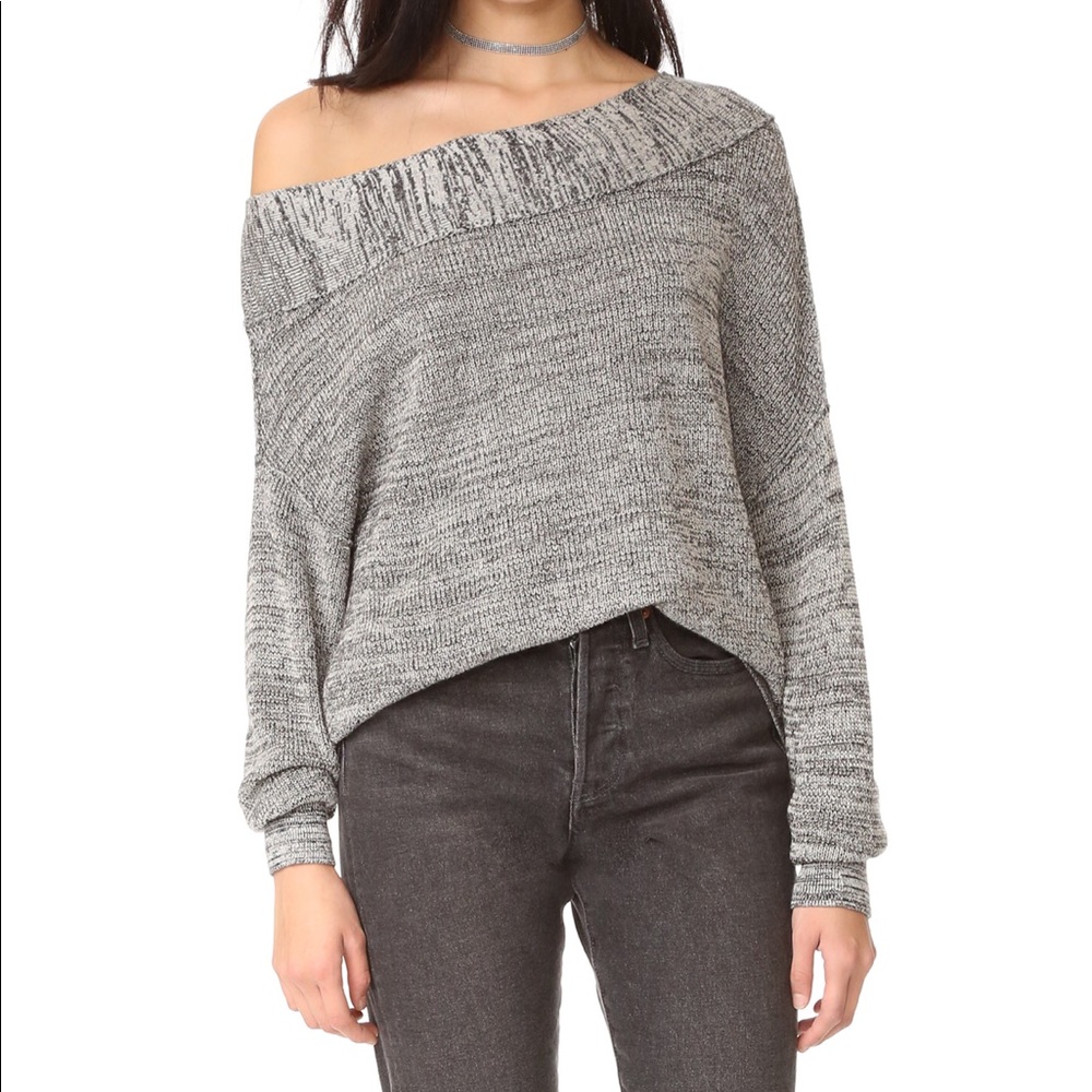 Free People Alana Off The Shoulder Sweater Grey